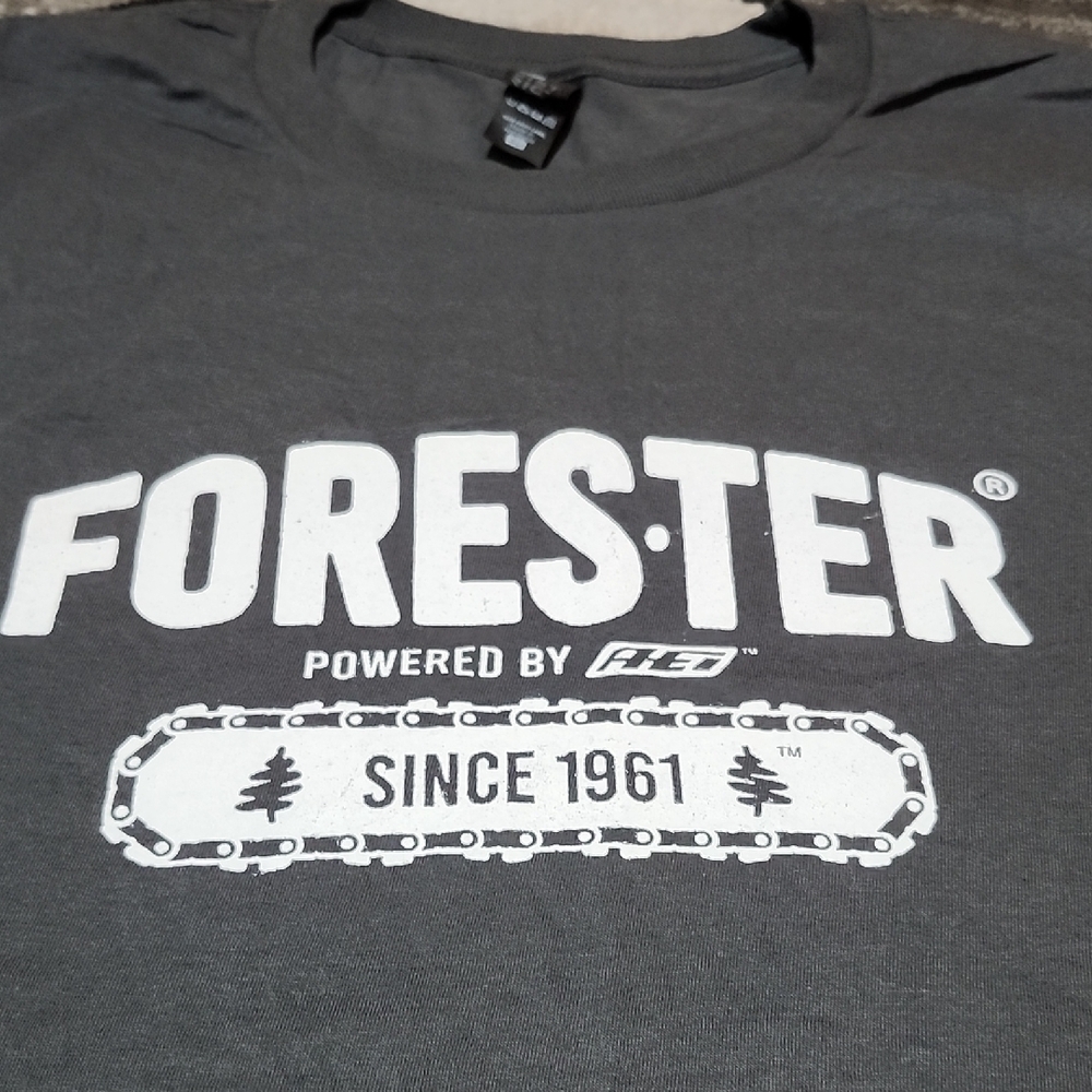 FORES*TER BAR & CHAIN GRAPHIC GRAY CREW-NECK  CHAINSAW TEE-SHIRT XL